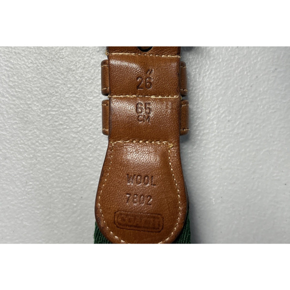 Vintage Coach Surcingle Belt Size 26 Green Wool Brown Leather Classic 7802 - Picture 6 of 10